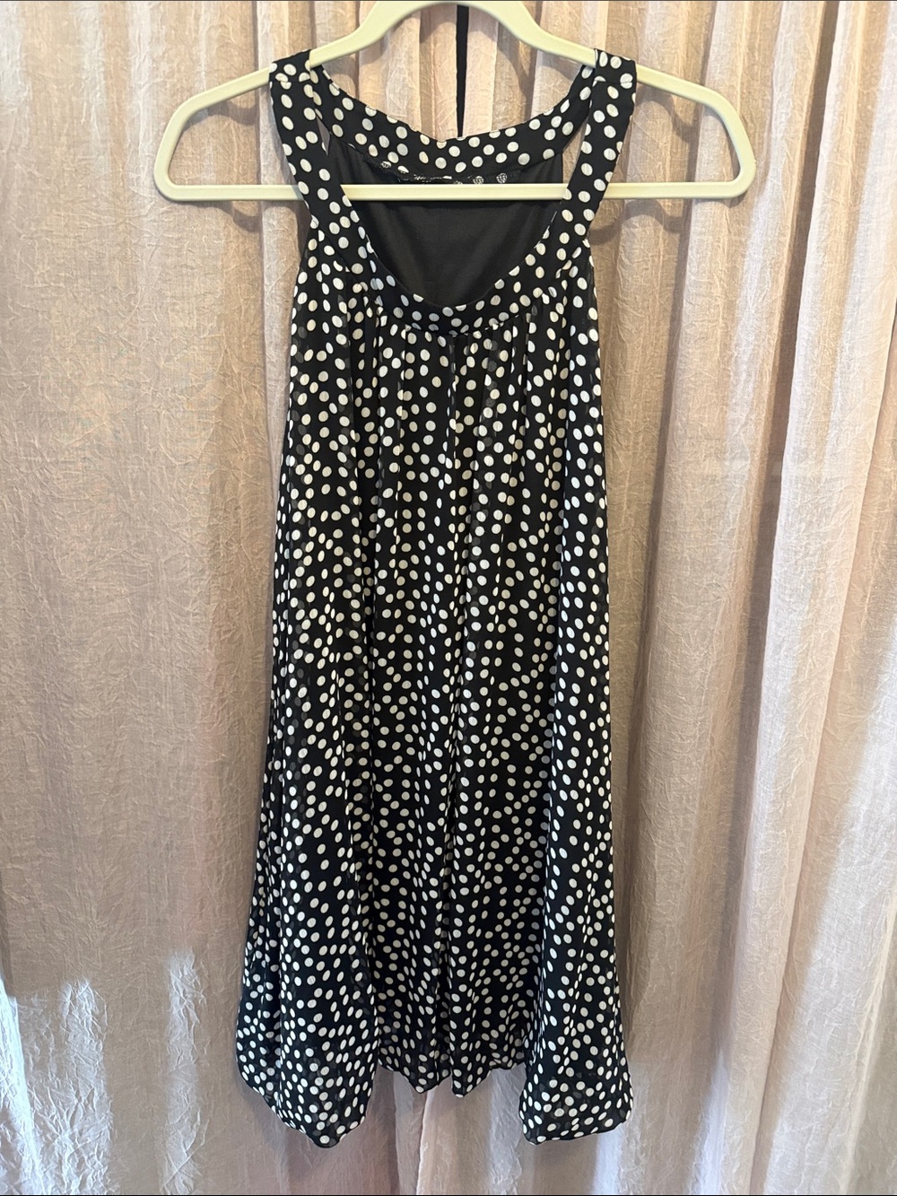 Polka Dot Sleeveless Bubble Mini Dress — Black & White